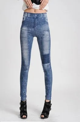 Women’s Classic Stretchy Slim Leggings – Imitation Jean Skinny Jeggings