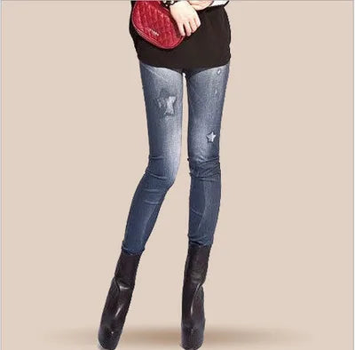 Women’s Classic Stretchy Slim Leggings – Imitation Jean Skinny Jeggings