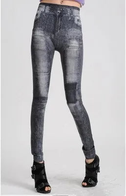 Women’s Classic Stretchy Slim Leggings – Imitation Jean Skinny Jeggings