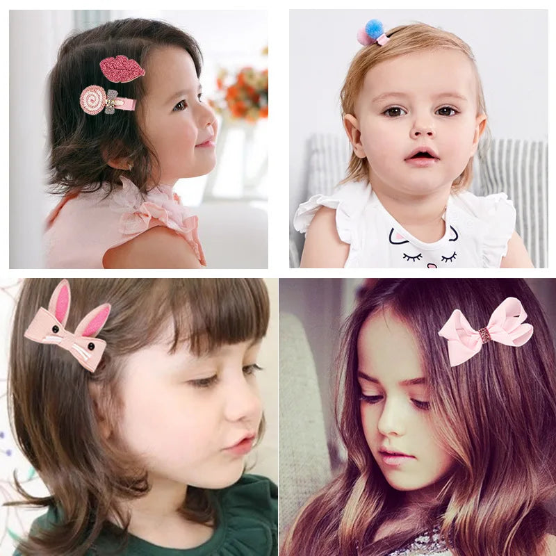 18-Piece Cute Hairpin Set for Girls – Cartoon Hair Accessories & Headdress Collection