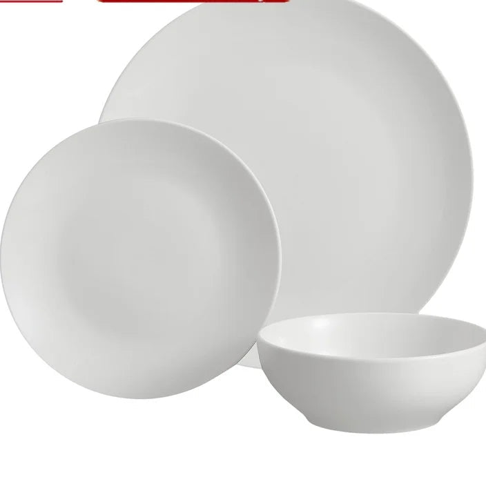 12-Piece White Stoneware Dinnerware Set – Elegant, Durable & Perfect for Any Occasion