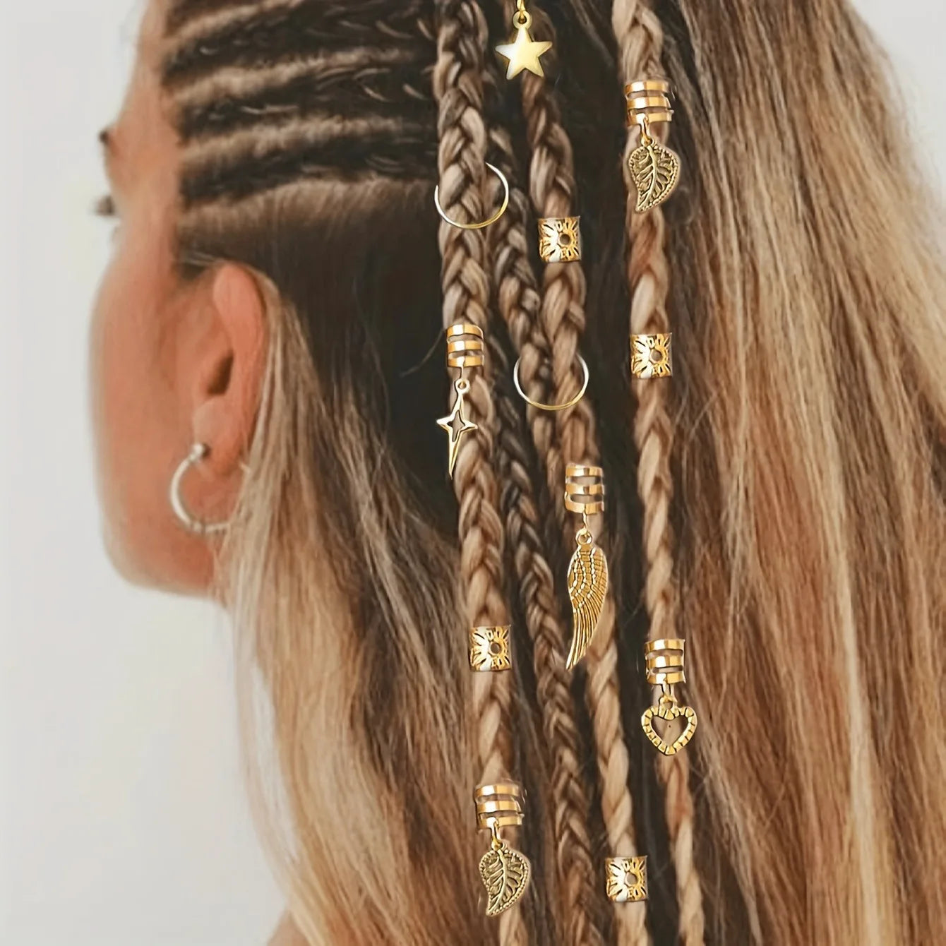 45PCS Alloy Braid Hair Rings – Hippie Boho Hair Jewelry for Braids, Dreadlocks & Locs