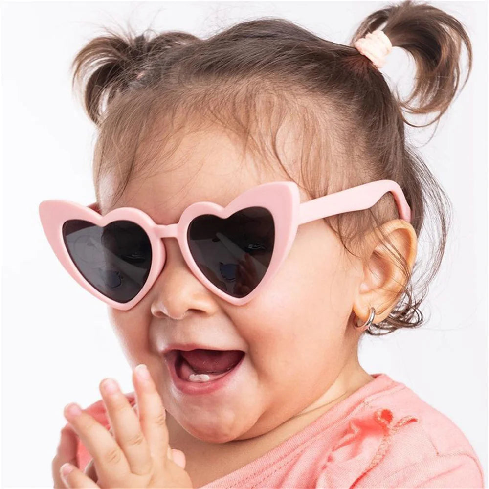 Kids Love Heart Shaped Sunglasses – Vintage UV400 Sun Glasses for Boys & Girls