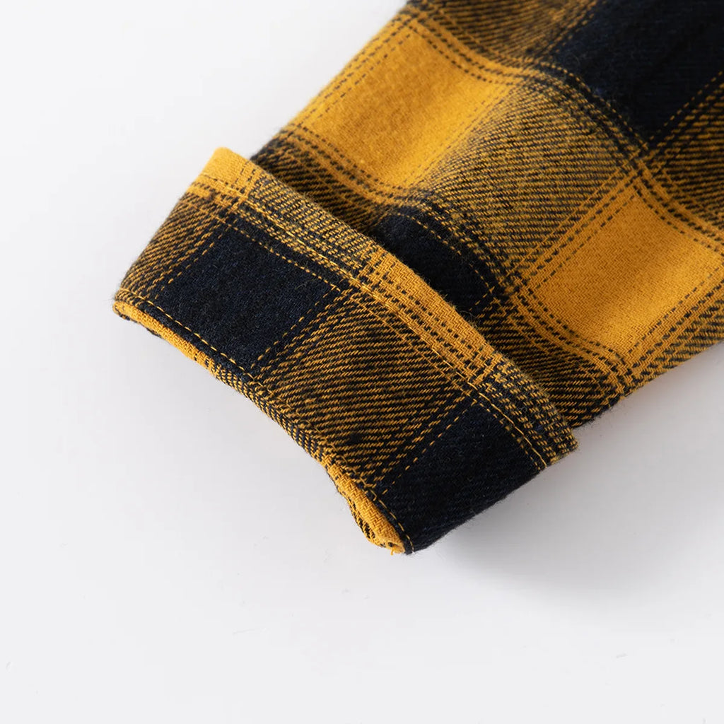 Boys’ Cotton Plaid Shirt – Classic Long Sleeve Button-Up for Kids