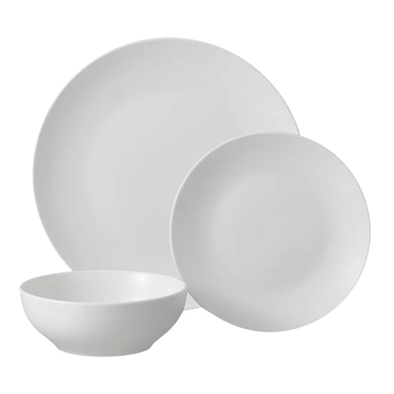 12-Piece White Stoneware Dinnerware Set – Elegant, Durable & Perfect for Any Occasion
