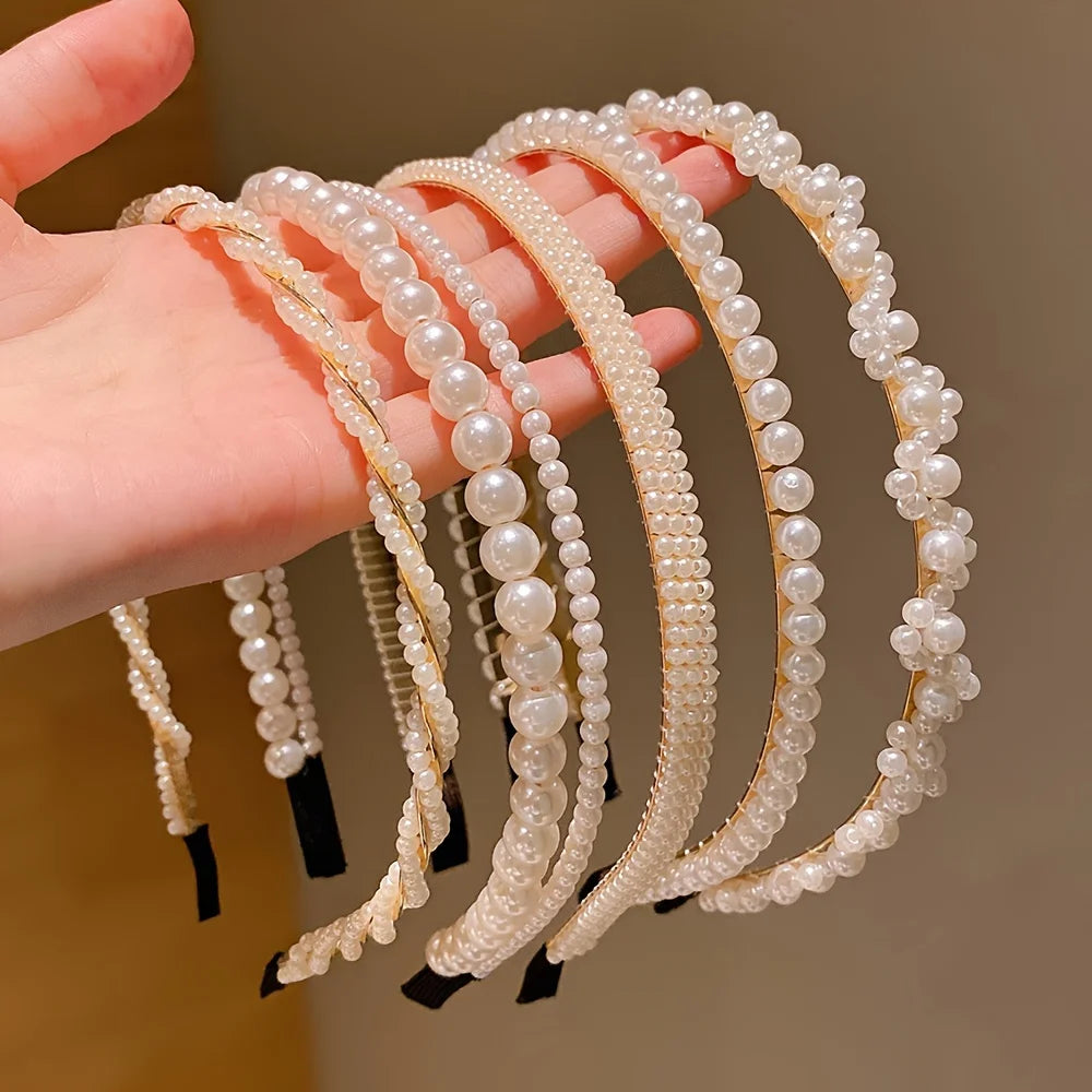 Girls Princess Hair Accessory Set – 5-Piece Imitation Pearl Hairbands & Hairpins