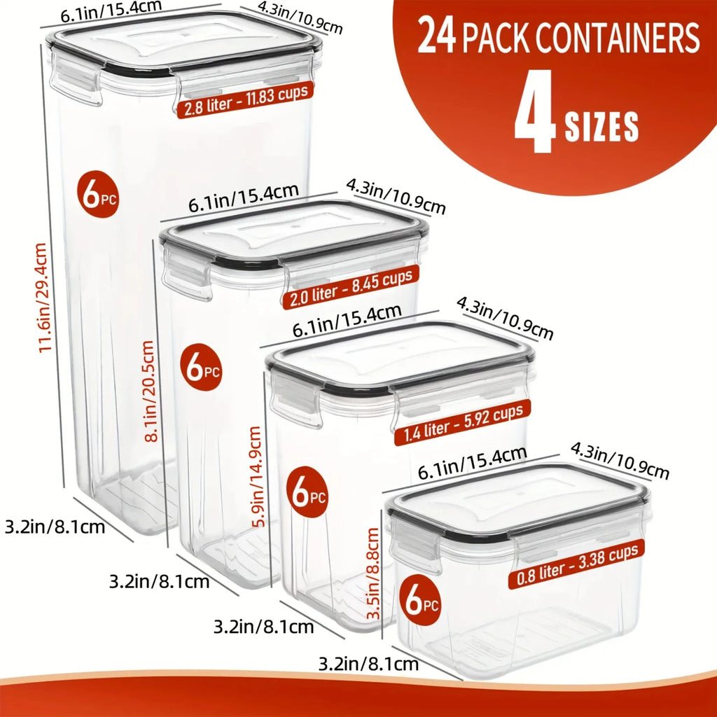 24-Piece Airtight Food Storage Containers Set – BPA-Free Pantry Organization Essentials