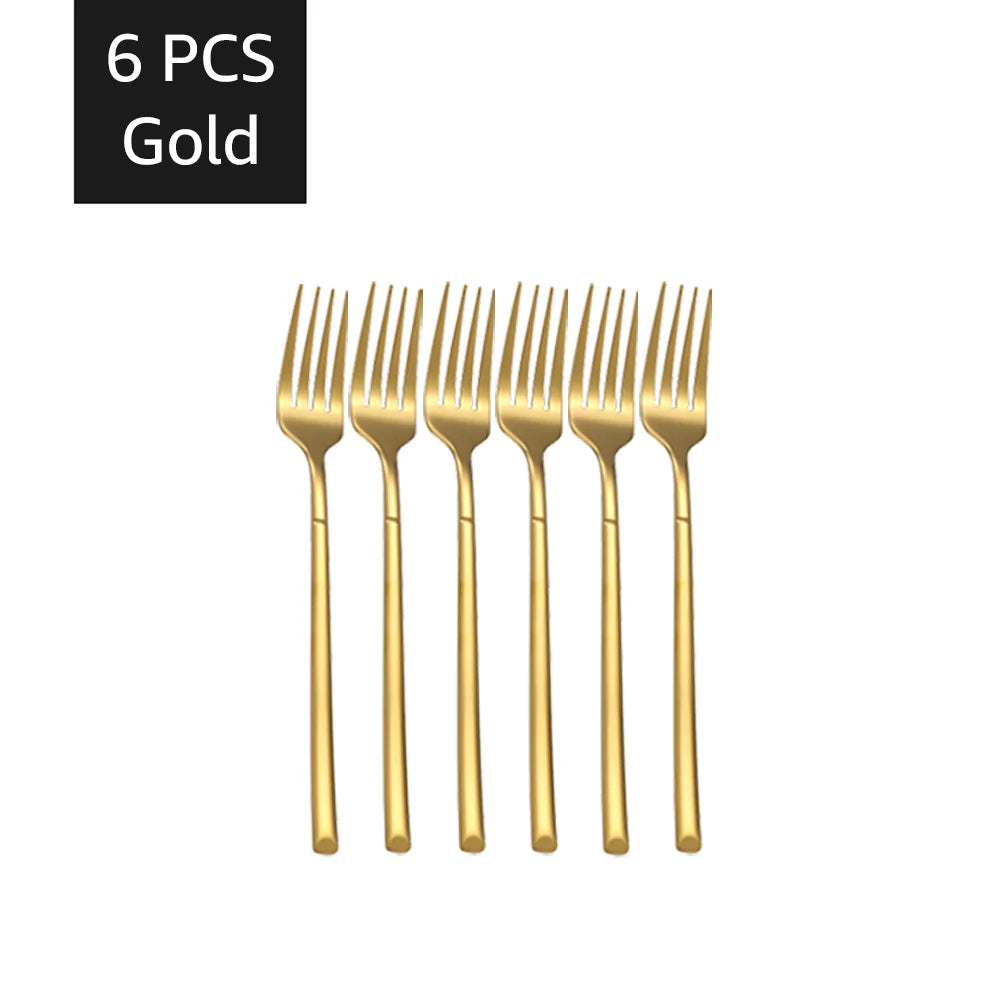 30PCS Gold Stainless Steel Cutlery Set – Elegant Dinnerware for Home & Kitchen
