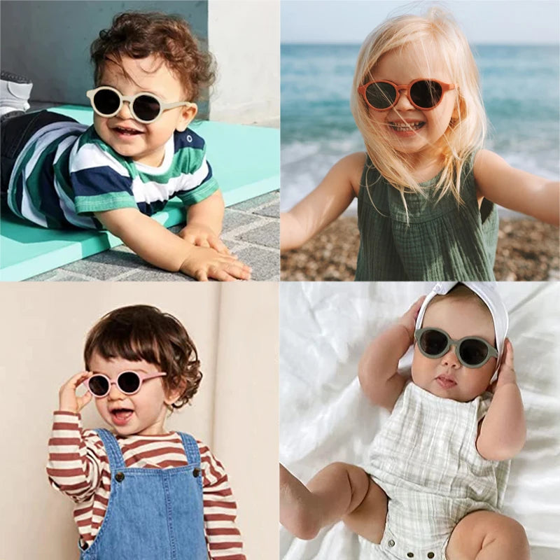 Children’s Vintage Frosted Round Sunglasses – UV400 Outdoor Protection for Toddlers (Unisex)