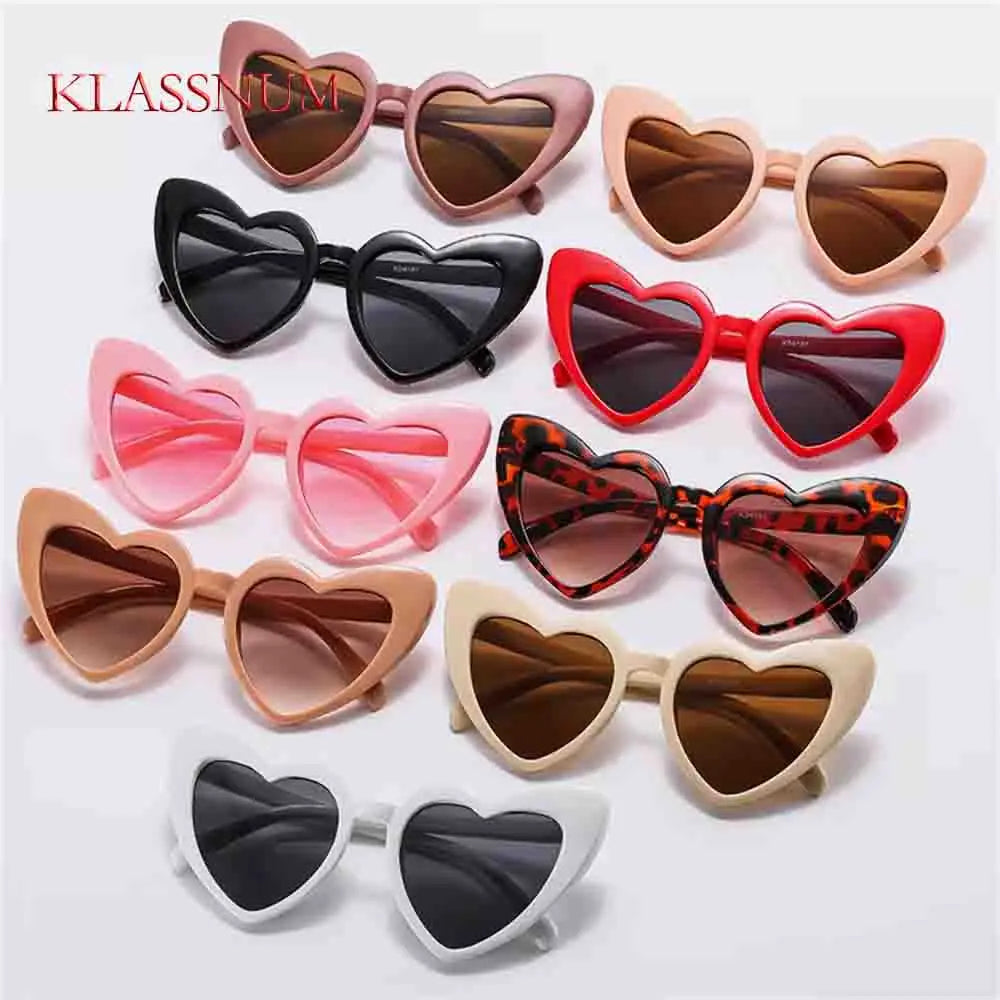 Kids Love Heart Shaped Sunglasses – Vintage UV400 Sun Glasses for Boys & Girls