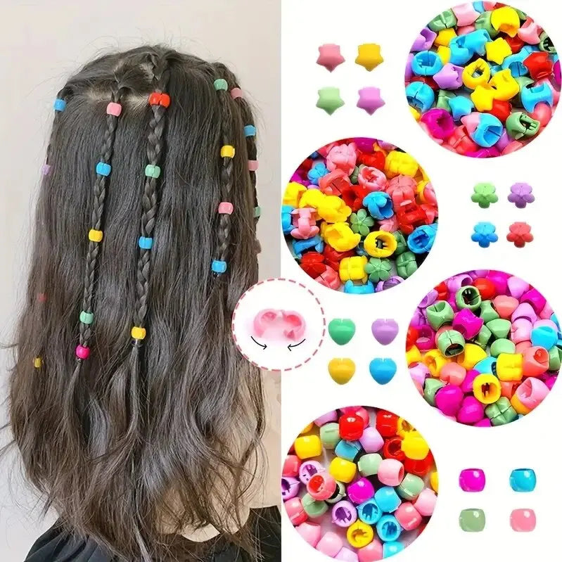 100Pcs Colorful Hair Clips for Girls – Cute Flower & Star Hair Claws Set