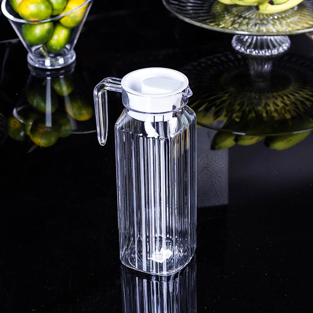 1.1L Transparent Plastic Water & Juice Pitcher – Space-Saving Fridge Bottle for Fresh Drinks