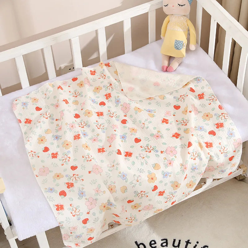 Baby Swaddle Blanket – Double Layer Muslin Cotton Cartoon Wrap for Newborns (80×80cm)