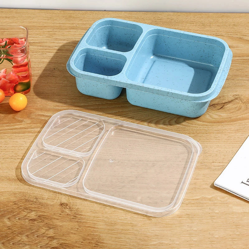 Microwave Wheat Straw Bento Lunch Box – 3-Compartment Portable Food Container