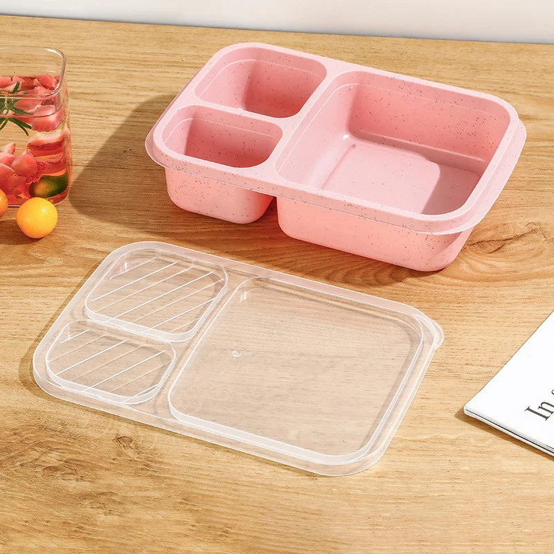 Microwave Wheat Straw Bento Lunch Box – 3-Compartment Portable Food Container