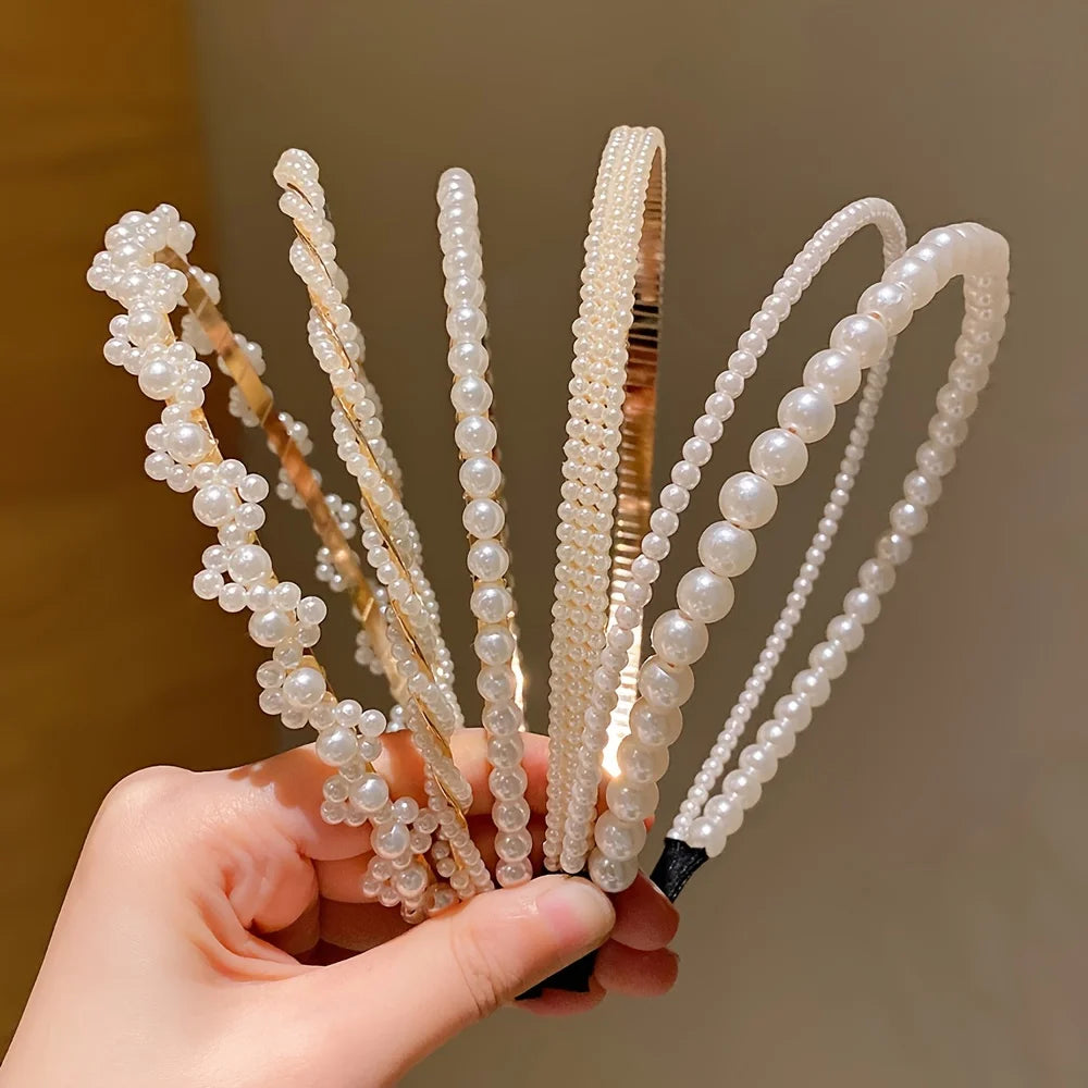 Girls Princess Hair Accessory Set – 5-Piece Imitation Pearl Hairbands & Hairpins