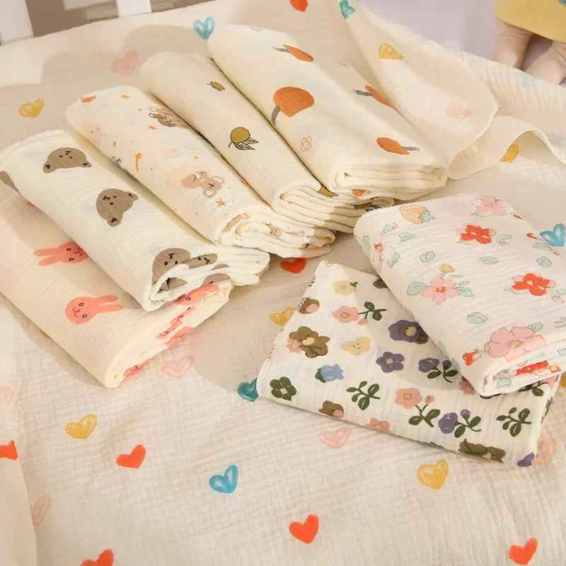 Baby Swaddle Blanket – Double Layer Muslin Cotton Cartoon Wrap for Newborns (80×80cm)