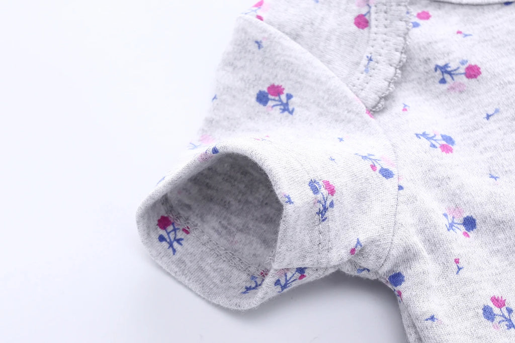 Baby Girl Summer Cotton Romper – Cute Cartoon Knit Outfit for 0–1 Year Old