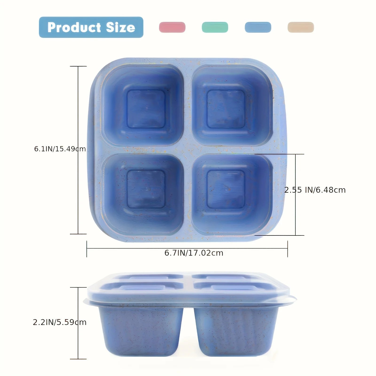 Premium Wheat Straw Bento Box – 4-Compartment Lunch Container with Clear Lid