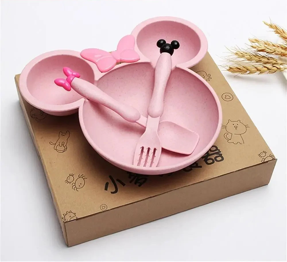 3-Piece Wheat Straw Children’s Tableware Set – Eco-Friendly Baby & Toddler Feeding Set