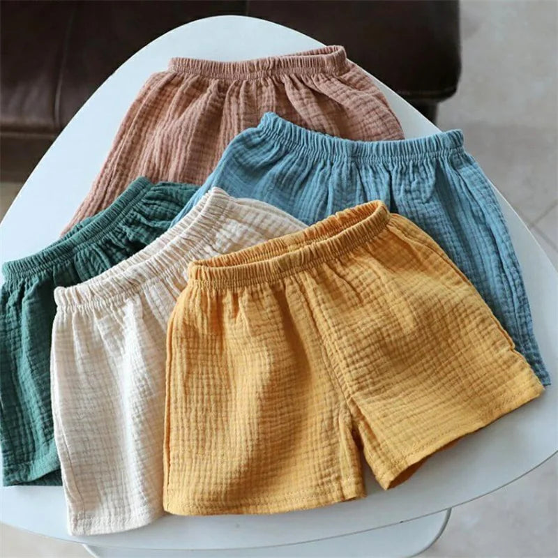 Kids Summer Shorts – Casual Korean-Style Cotton &amp; Linen Shorts for Boys &amp; Girls (Ages 4–6)