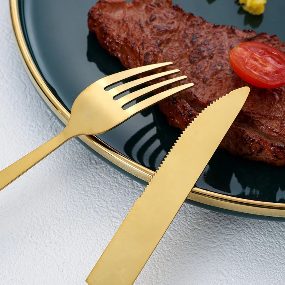 Fashion 24Pcs Cutlery Set – Stainless Steel Flatware with Color Handles & Storage Rack