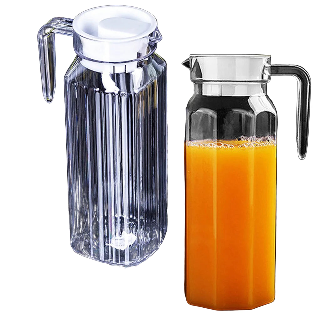 1.1L Transparent Plastic Water & Juice Pitcher – Space-Saving Fridge Bottle for Fresh Drinks