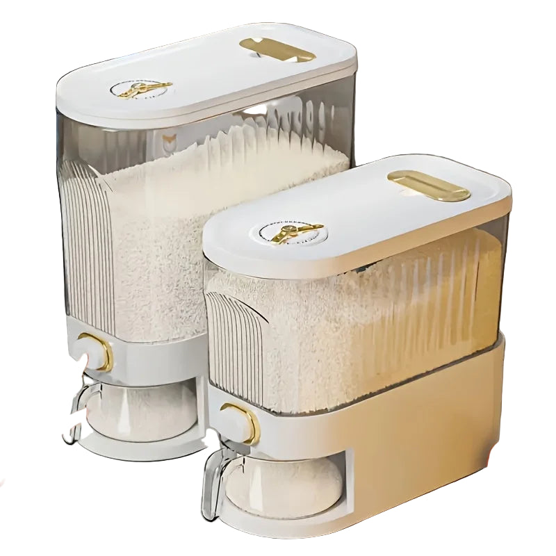 5kg/10kg Rice Dispenser – Large Pantry Storage Container with Measuring Cup & Time Markings