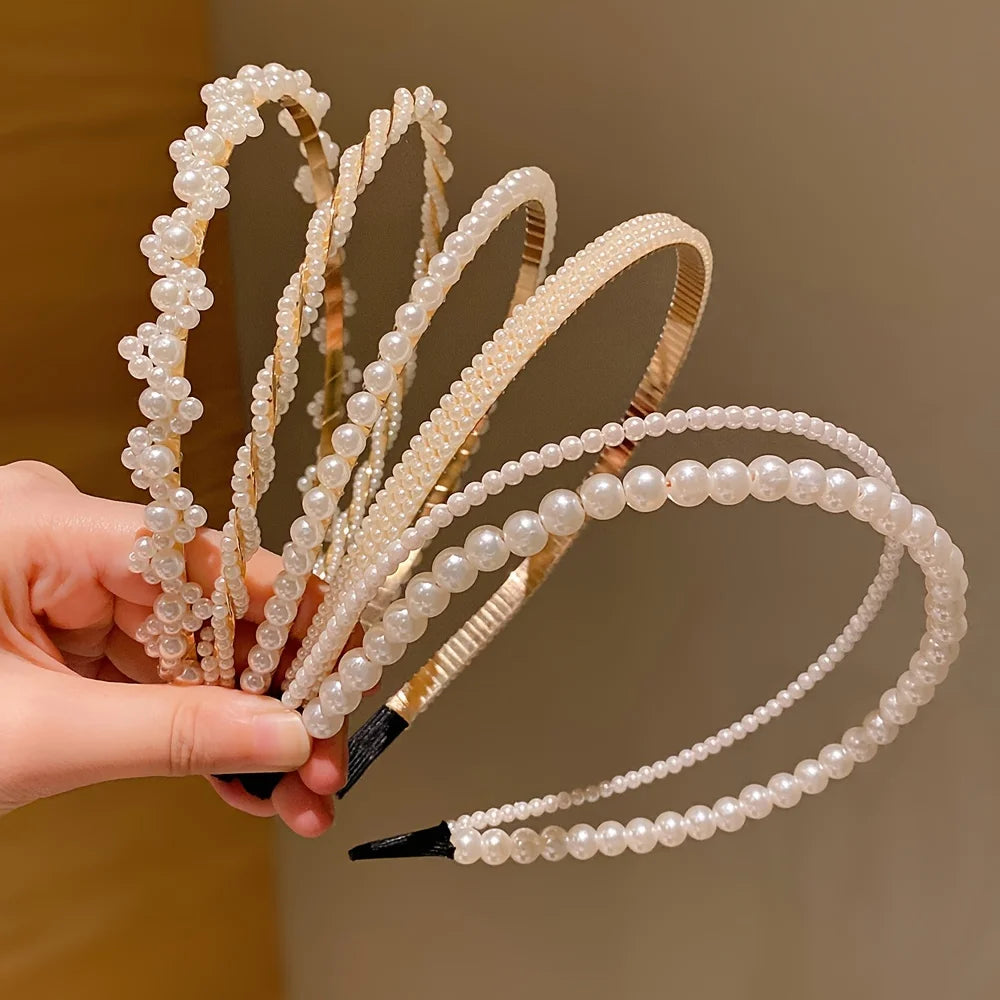 Girls Princess Hair Accessory Set – 5-Piece Imitation Pearl Hairbands & Hairpins