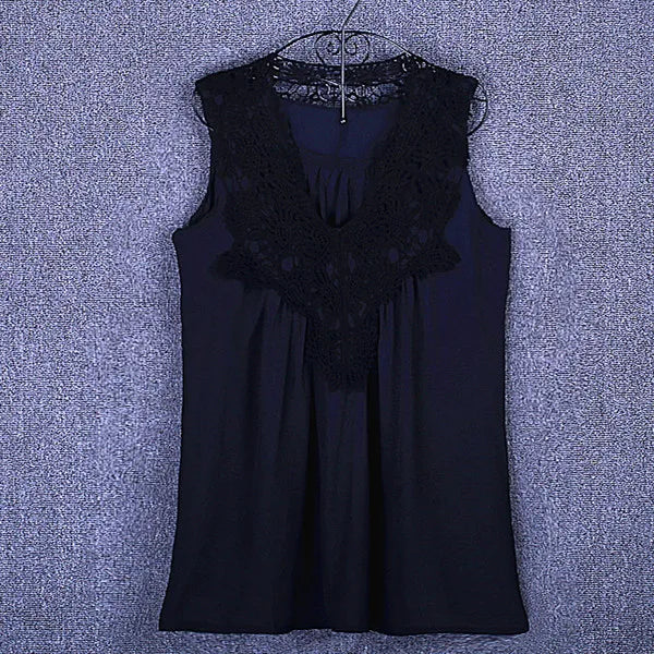 Summer Lace Chiffon V-Neck Blouse for Women – Casual Loose Fit Top