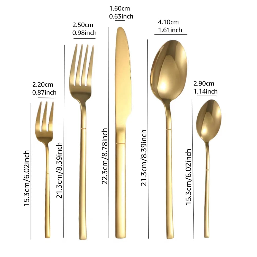 30PCS Gold Stainless Steel Cutlery Set – Elegant Dinnerware for Home & Kitchen
