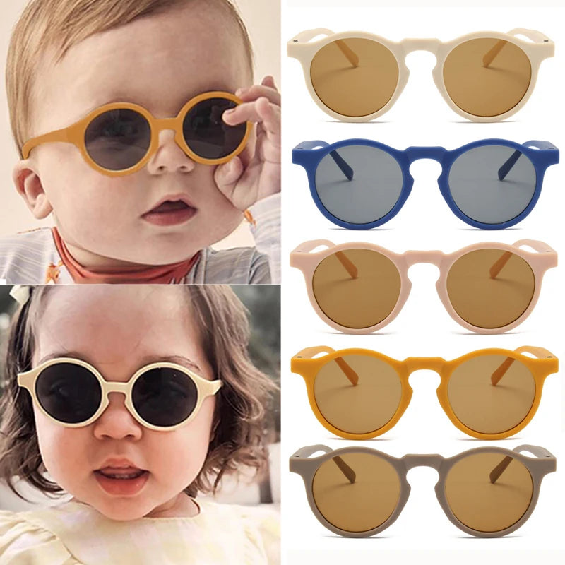 Children’s Vintage Frosted Round Sunglasses – UV400 Outdoor Protection for Toddlers (Unisex)