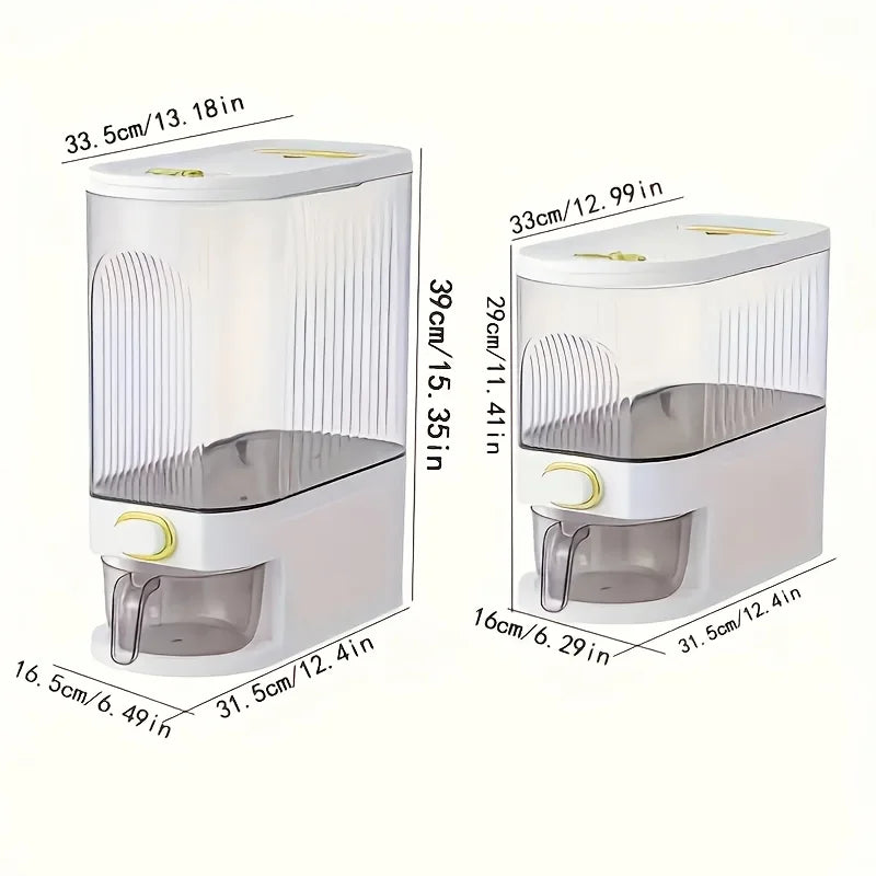 5kg/10kg Rice Dispenser – Large Pantry Storage Container with Measuring Cup & Time Markings