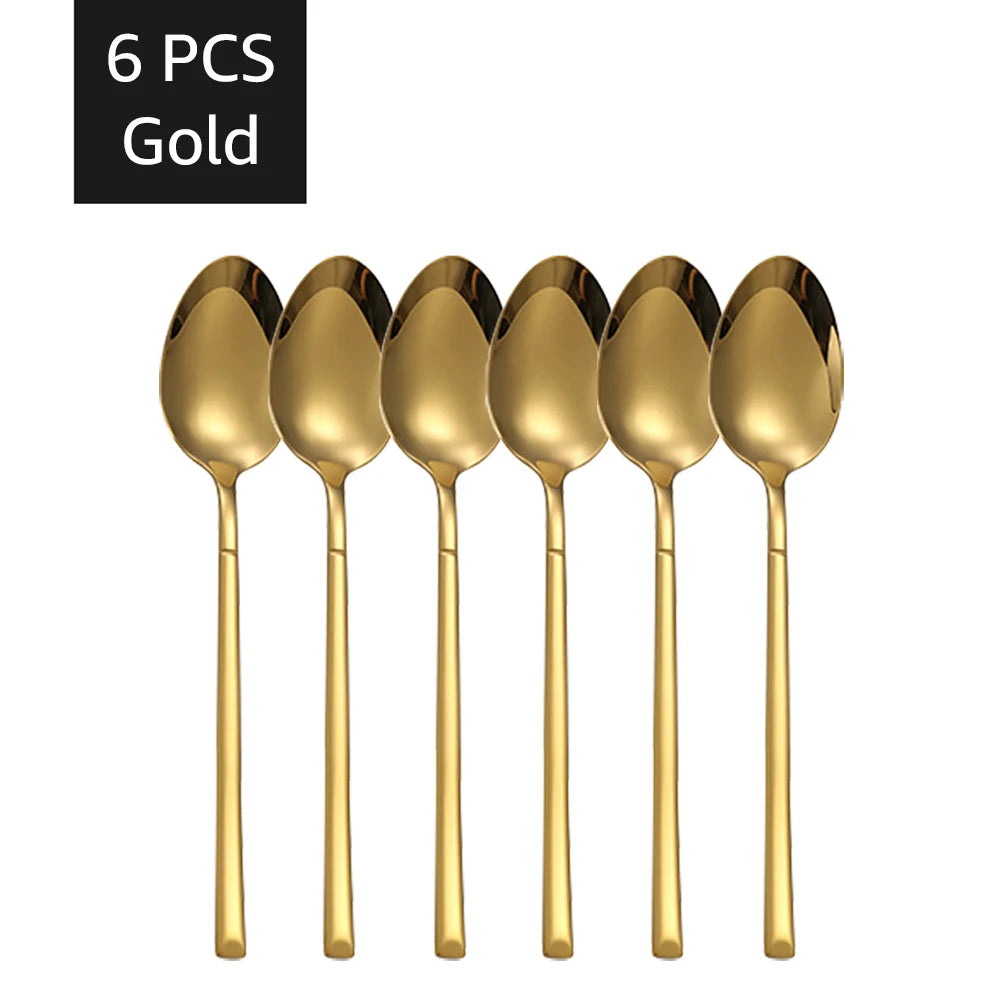 30PCS Gold Stainless Steel Cutlery Set – Elegant Dinnerware for Home & Kitchen