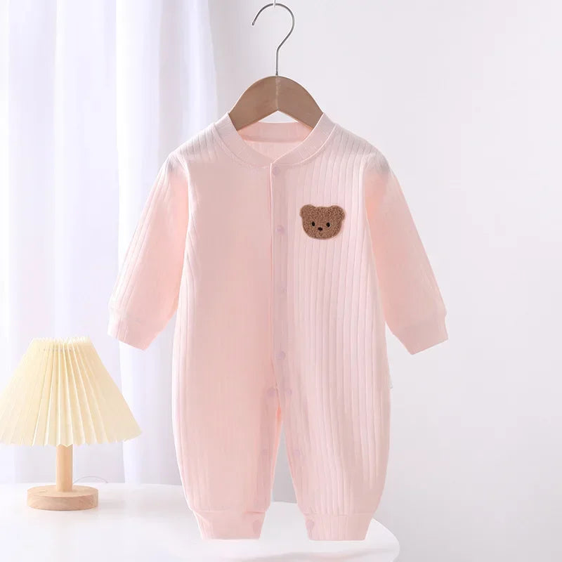 Baby Cotton Long Sleeve Romper – Soft V-Neck Outfit for All Seasons