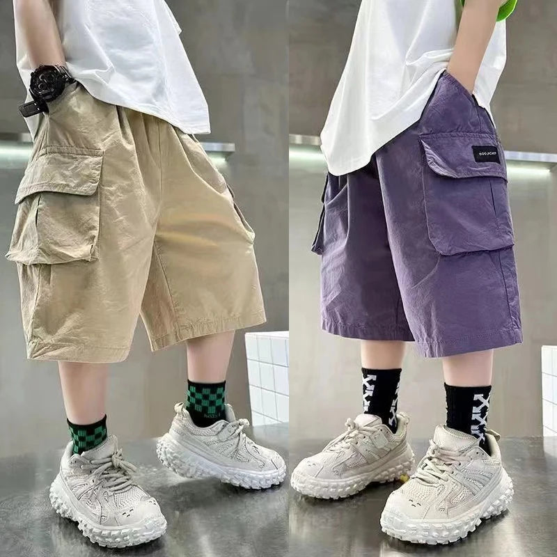 Boys Summer Cargo Shorts – Cool Streetwear Pants with Big Pockets (Ages 3–14)