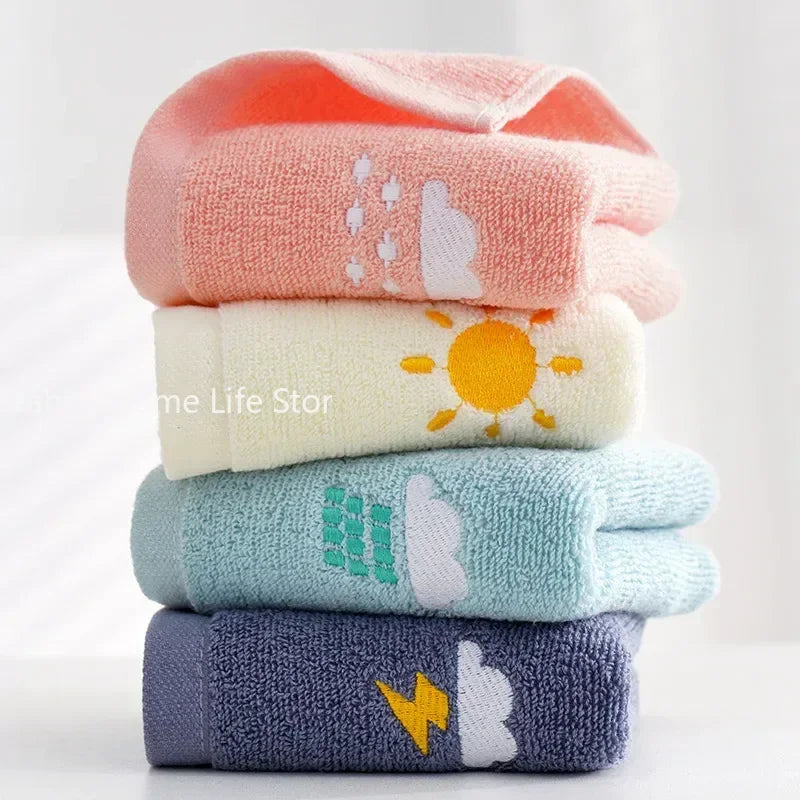 Baby Cotton Face Towel – Soft Embroidered Washcloth for Newborns & Kids (50x25cm)