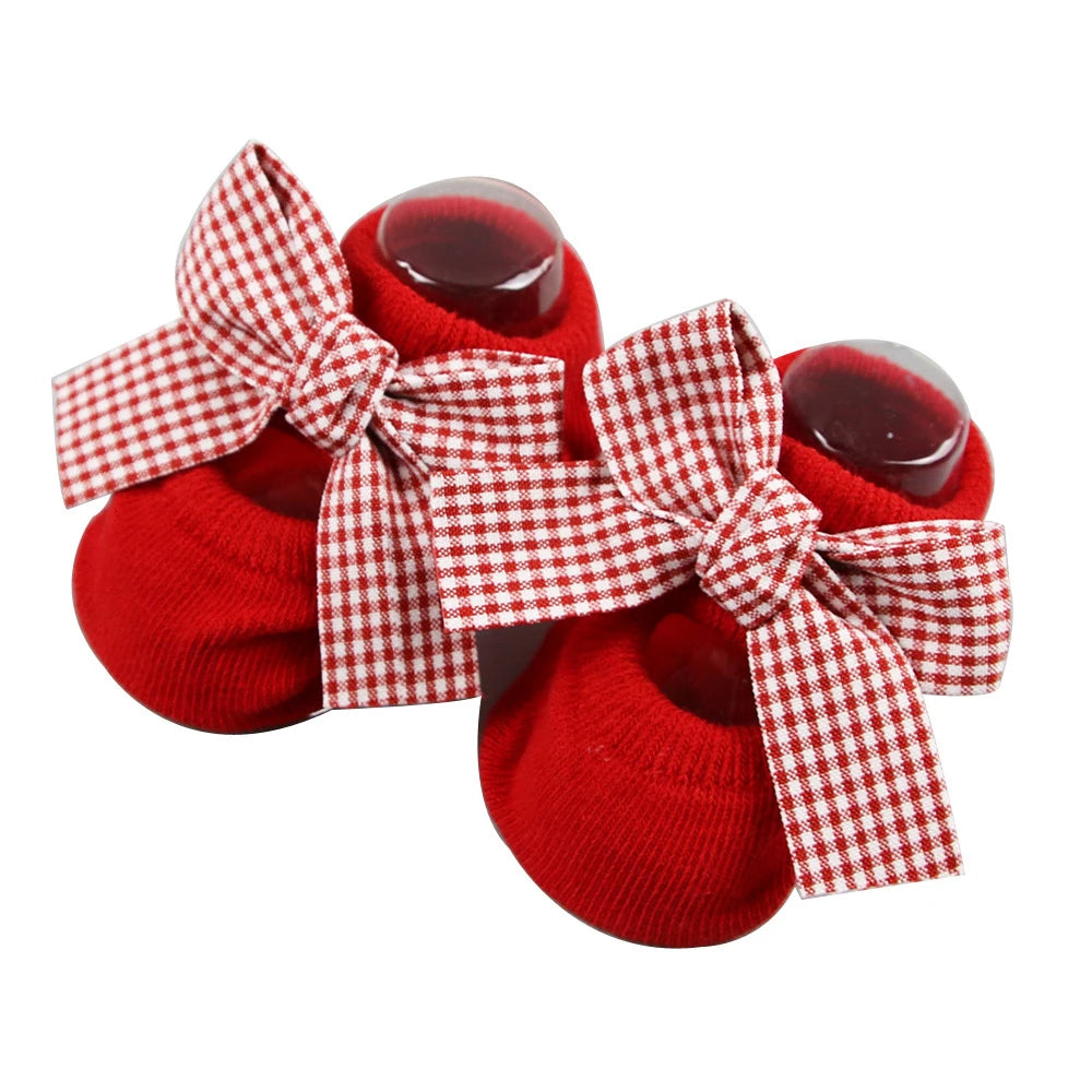 Baby Girl Princess Bow Socks  Cute Breathable Cotton Socks for 0-1 Year Old