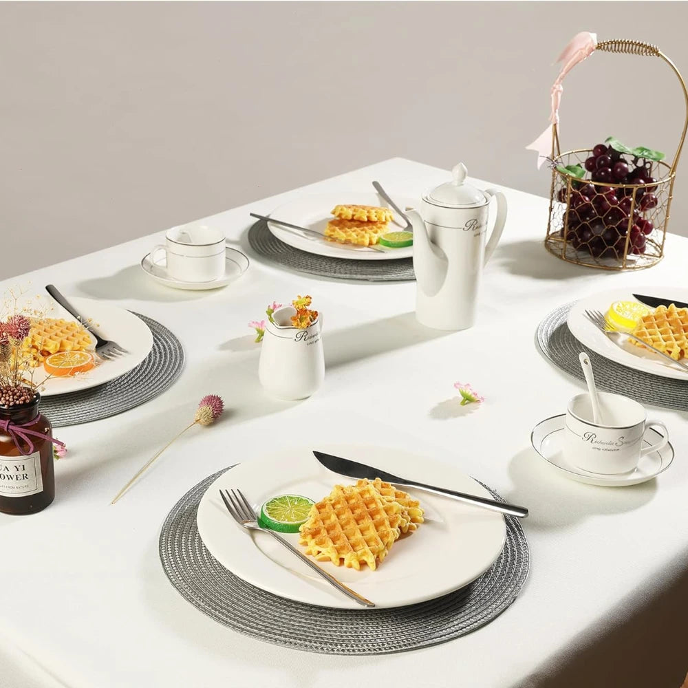 6-Piece Round Braided Placemats with 6 Matching Coasters – Heat-Resistant, Washable & Non-Slip Table Mats