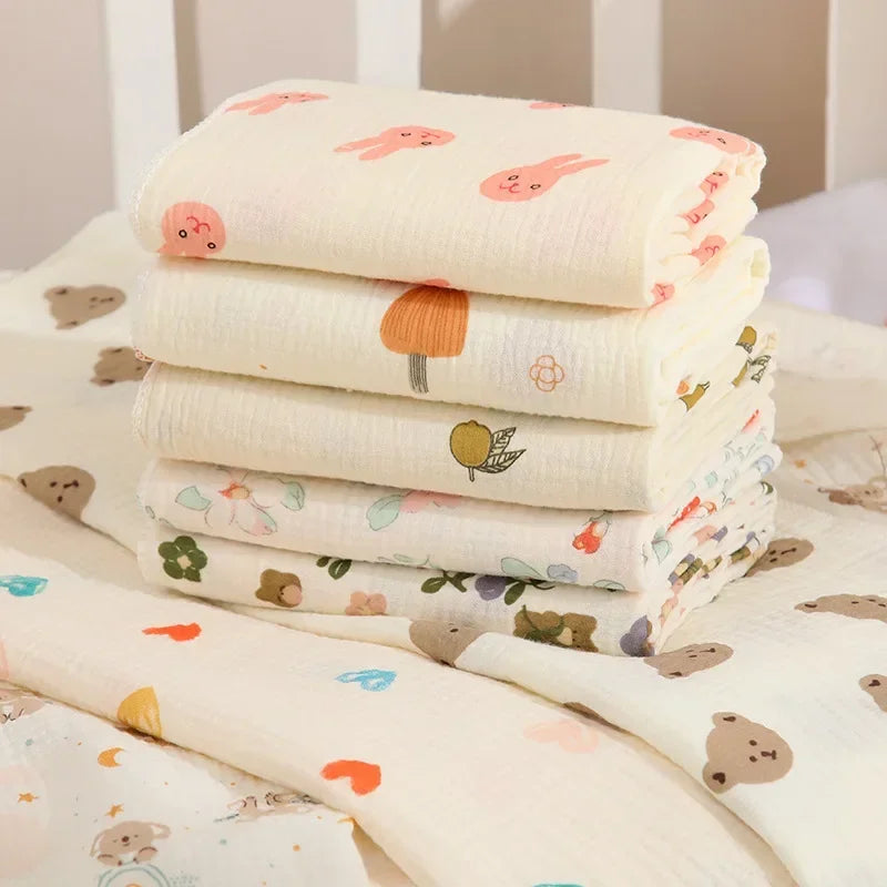 Baby Swaddle Blanket – Double Layer Muslin Cotton Cartoon Wrap for Newborns (80×80cm)