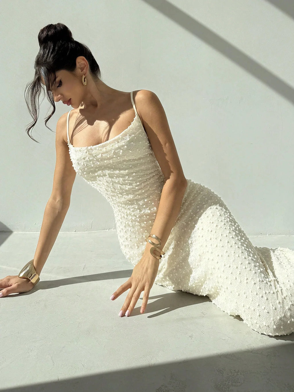 “Sunlit Allure” Women’s Backless Knit Maxi Dress Vacation Chic Edition