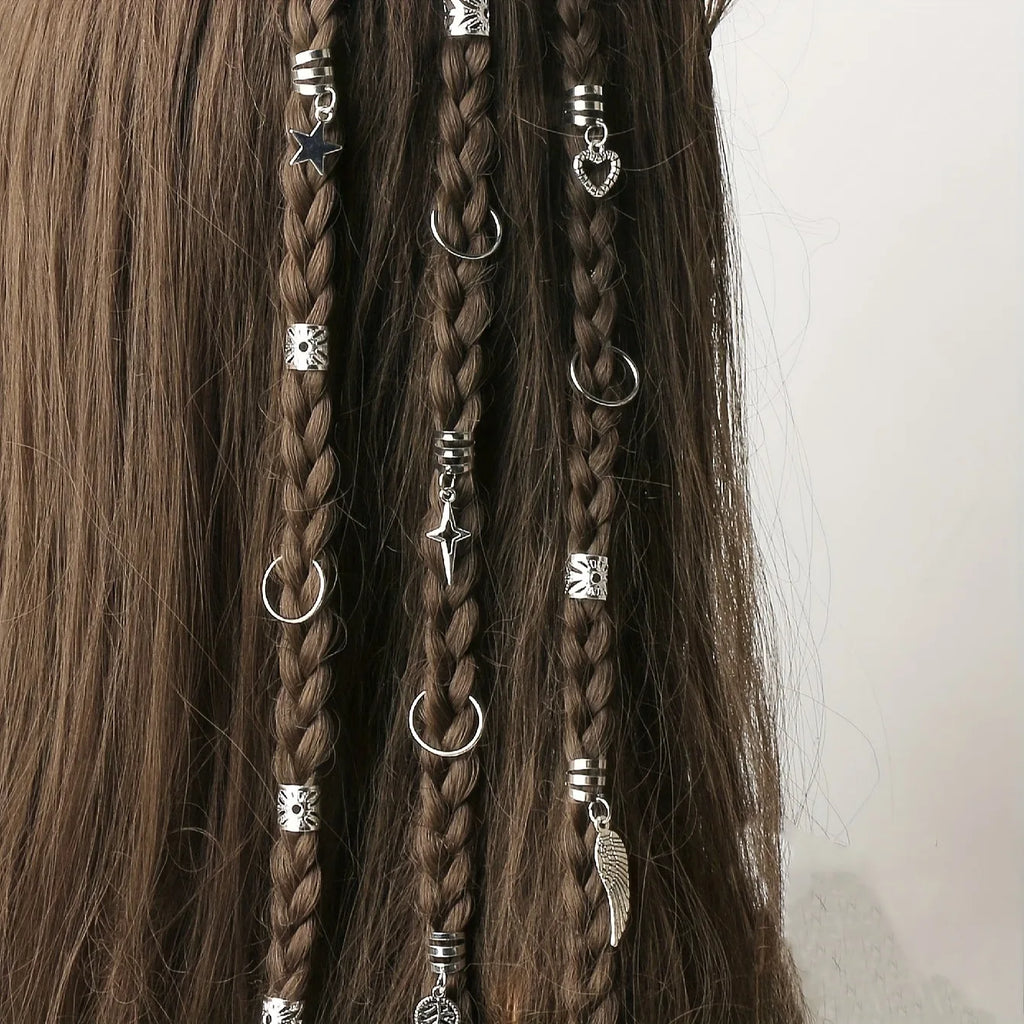 45PCS Alloy Braid Hair Rings – Hippie Boho Hair Jewelry for Braids, Dreadlocks & Locs