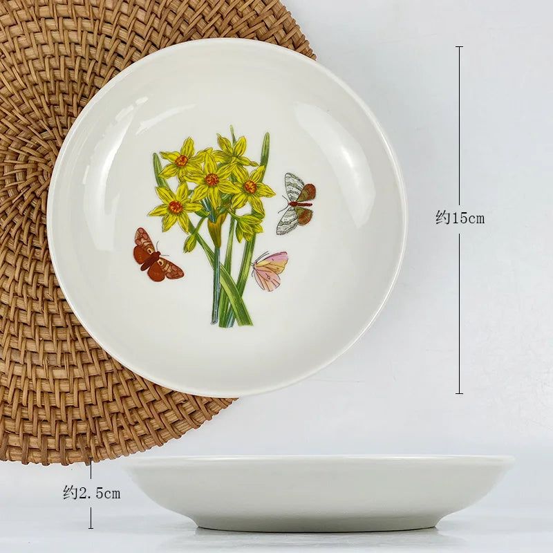 High-End Ceramic Plate – Elegant Breakfast & Vegetable Dish for Home or Hotel Use