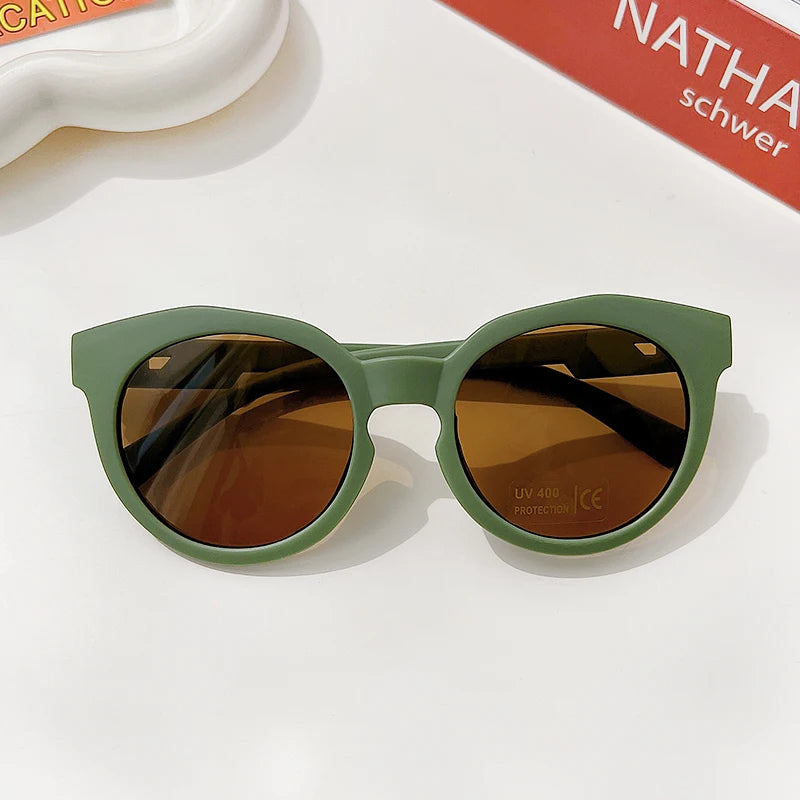 Children’s Vintage Frosted Round Sunglasses – UV400 Outdoor Protection for Toddlers (Unisex)