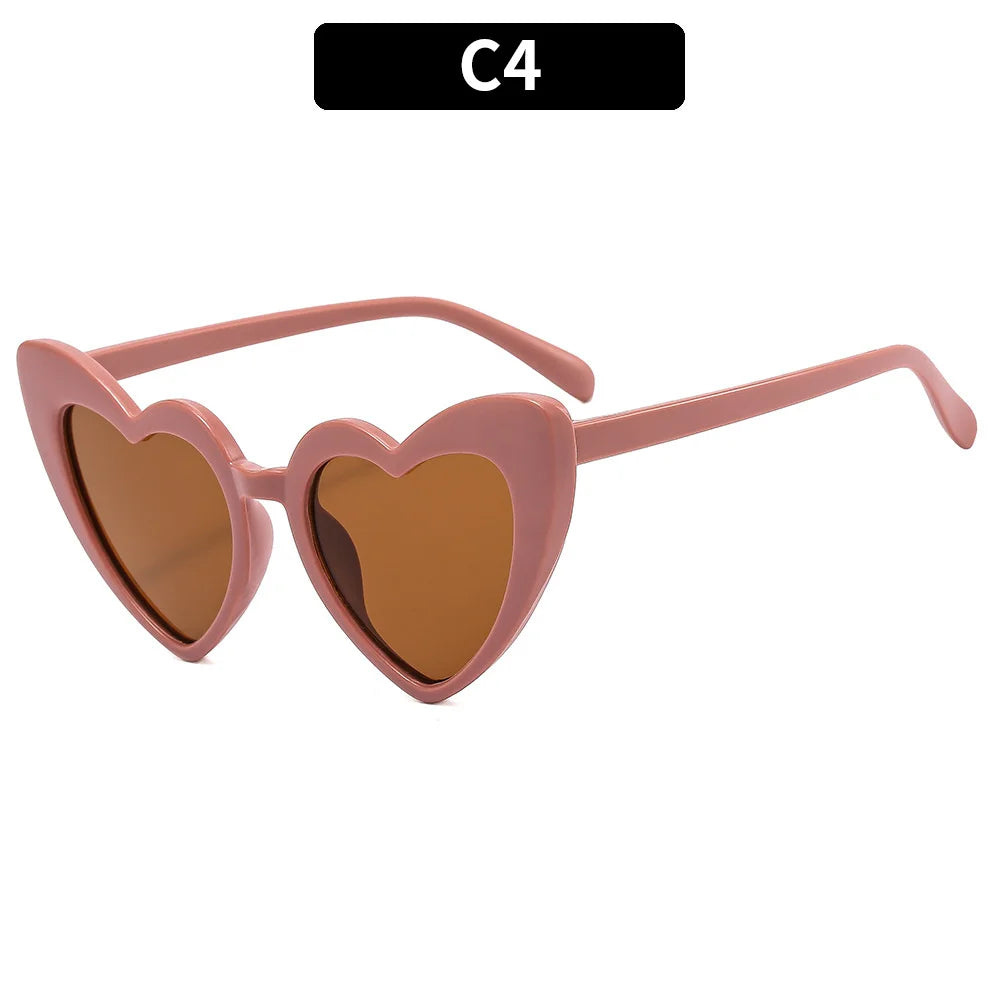 Kids Love Heart Shaped Sunglasses – Vintage UV400 Sun Glasses for Boys & Girls