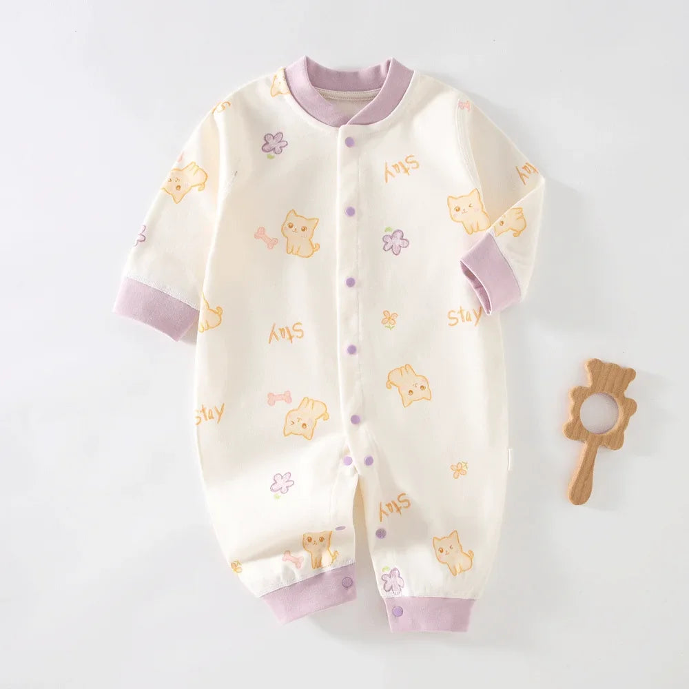 Baby Cotton Long Sleeve Romper – Soft V-Neck Outfit for All Seasons
