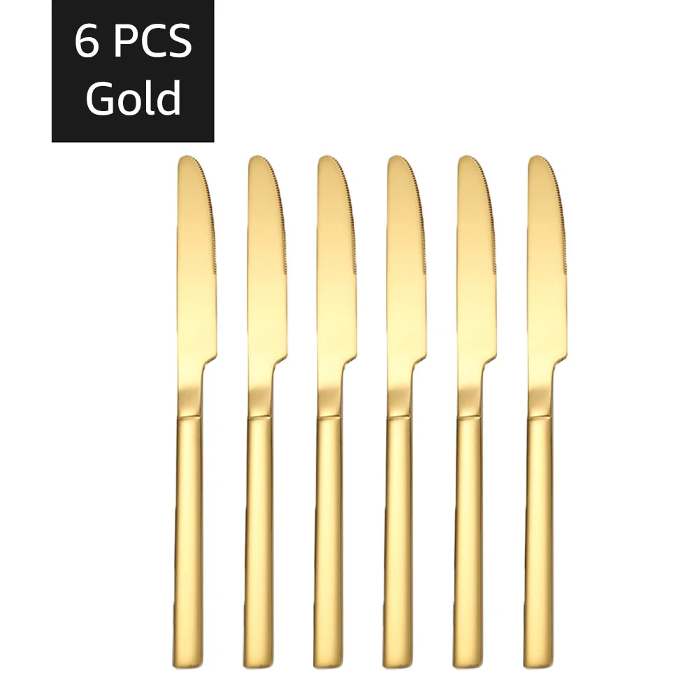 30PCS Gold Stainless Steel Cutlery Set – Elegant Dinnerware for Home & Kitchen