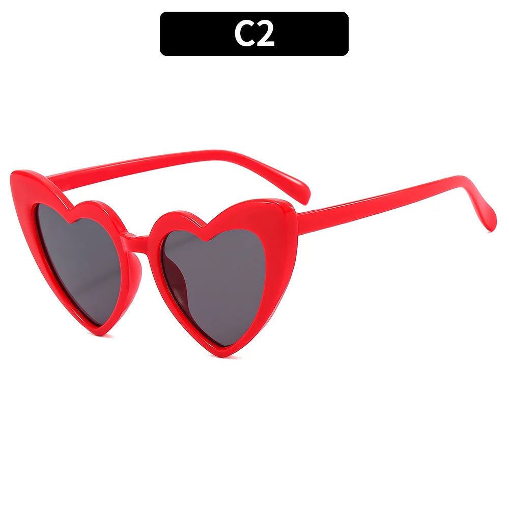 Kids Love Heart Shaped Sunglasses – Vintage UV400 Sun Glasses for Boys & Girls