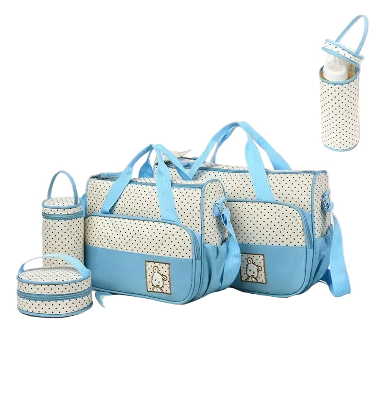5PCS Large Capacity Baby Diaper Bag Set – Stylish & Practical Mommy Travel Organizer