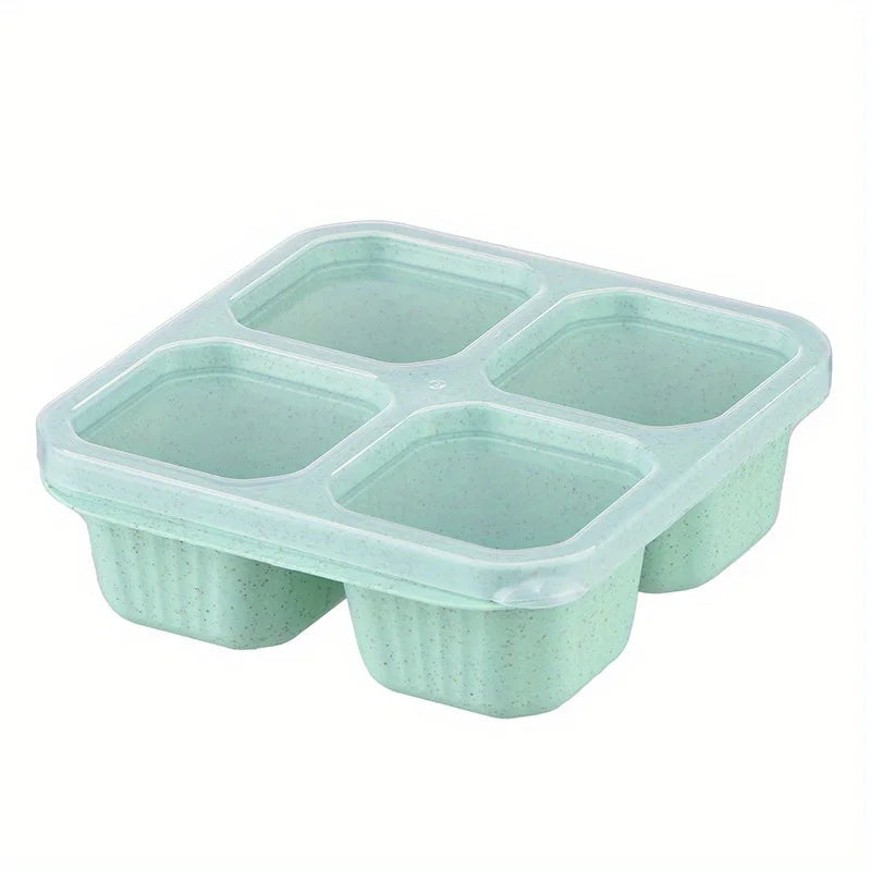Premium Wheat Straw Bento Box – 4-Compartment Lunch Container with Clear Lid